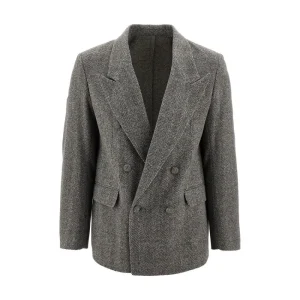 Outlet Wool-blend double-breasted blazer Jackets